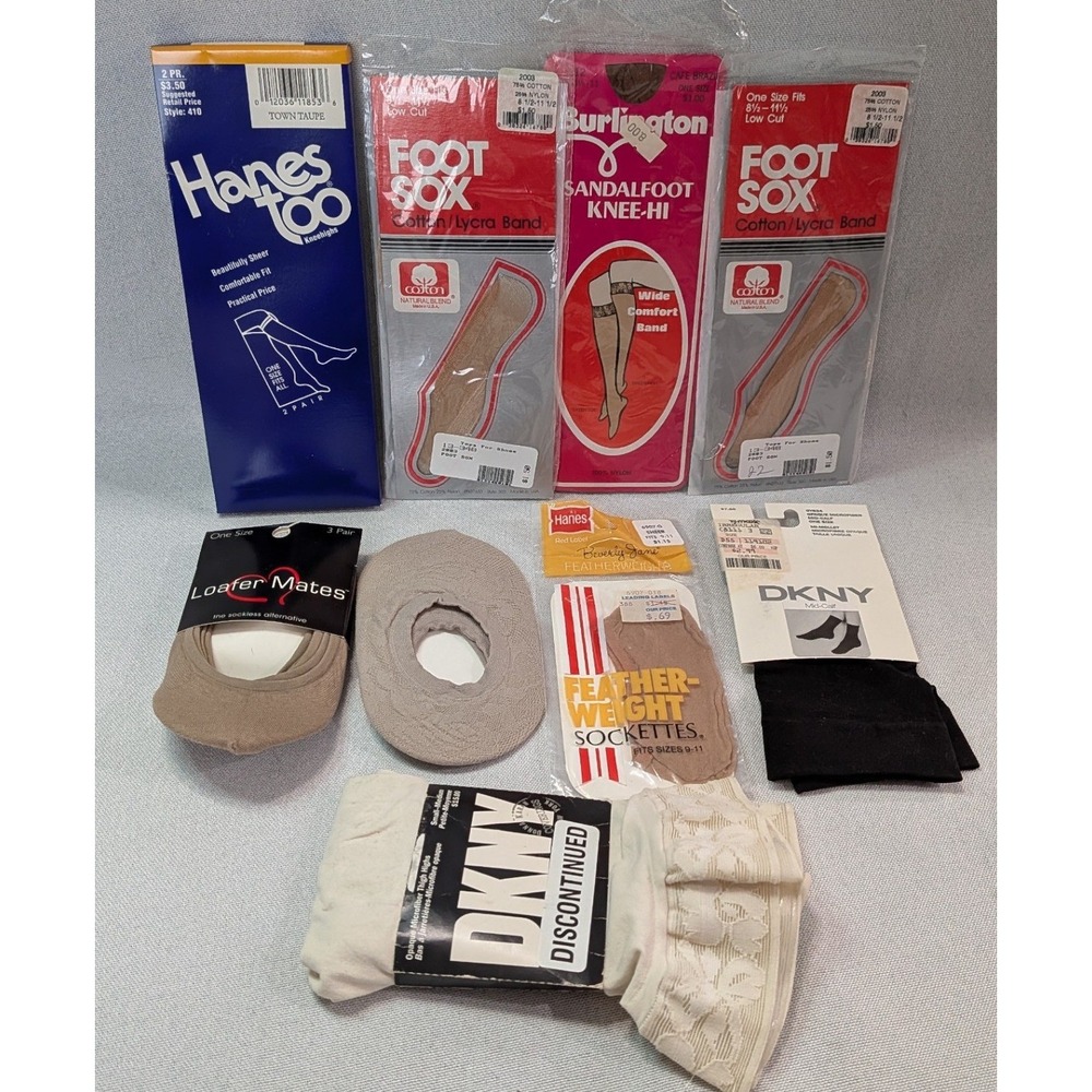 Vintage Hanes DKNY Burlington Hosiery Socks Lot Women OS Multi NEW NIP 8pc